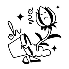 Modern glyph sticker of a broken plant 