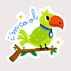 Cute parrot flat sticker is up for premium use 