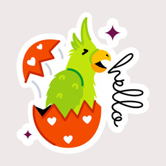 Get a glimpse of bird hatching flat sticker 