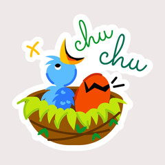 A trendy flat sticker of bird nest 