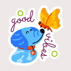 Get this flat sticker of dog butterfly 