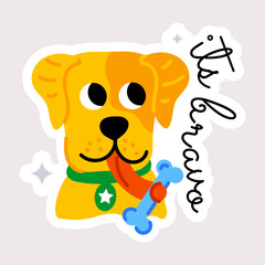 This flat sticker showing its bravo typography 