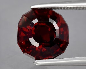 natural red garnet rhodolite gem on the background