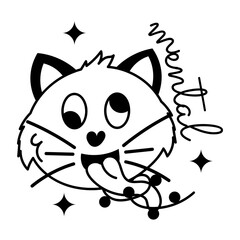 A glyph sticker showing mental cat face 