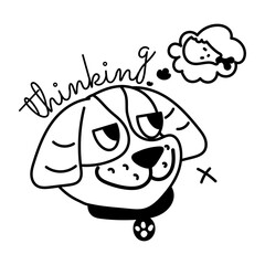 Dog thinking about food, glyph sticker 