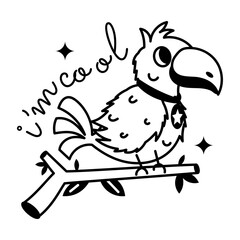 Cute parrot glyph sticker is up for premium use 