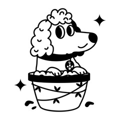 A glyph sticker of cute dog pot 