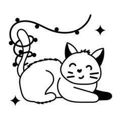 Obraz premium Premium glyph sticker of cat lights stuck 