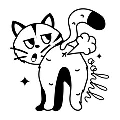 Naught cat fart, glyph editable sticker  