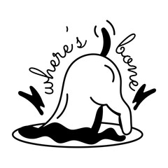 Download glyph sticker showing a dog digging mud 