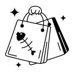 Animal shopping bags, glyph style sticker  