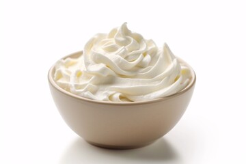 A bowl of isolated white sour cream.