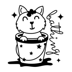 Get this glyph sticker of cat bathing 