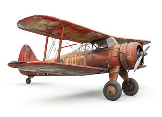 vintage airplane on white background