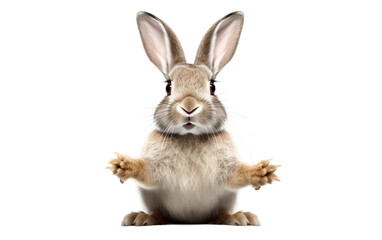 Rabbit Posing with Majestic Grace, Ears Held Proudly Isolated on Transparent Background PNG.