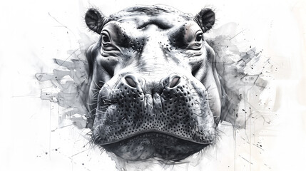 Hippopotamus head isolated - obrazy, fototapety, plakaty