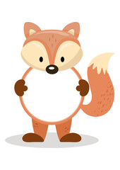 Funny cute fox round frame