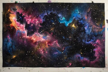 Liquid galaxy background made of paint Generative Ai 