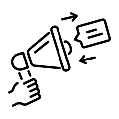 Modern line icon depicting verbal feedback 