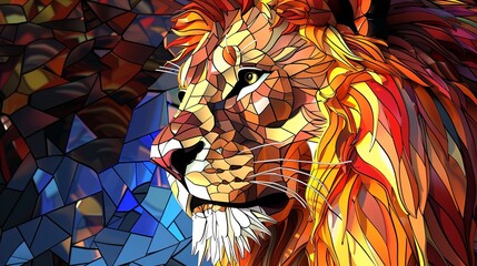 stained glass lion head