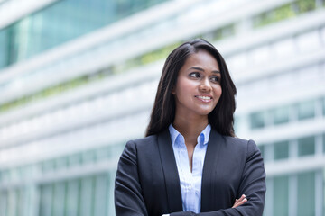 Portrait of Indian business woman outside.