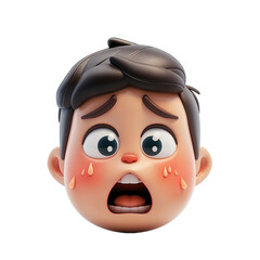 Boy  crying avatar isolated on transparent.
