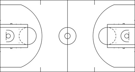 Basketball court icon, basketball court dimensions lines, Basketball court markup, basket field vector illustration