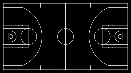Basketball court icon, basketball court dimensions lines, Basketball court markup, basket field vector illustration