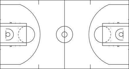 Basketball court icon, basketball court dimensions lines, Basketball court markup, basket field vector illustration © Volodymyr