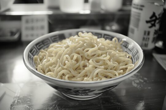 Directly Above Shot Of Noodles In Bowl On Table 