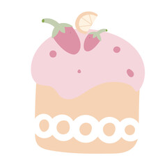 Easter Multicolored cake. Vector set in flat style. Element for poster, flyer, postcard, cover, advertising design.