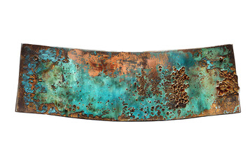 Oxidized copper metal banner isolated on transparent background Generative Ai 