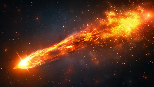 Cosmic Inferno: Mesmerizing Meteoric Trail. Generative ai