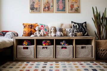 Boho-Chic Nursery Room Ideas: Coffee Table Toy Storage with Bohemian Design Inspiration