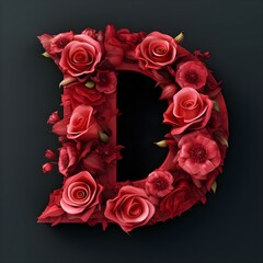 Letter 'D' in the Shape of Red Roses