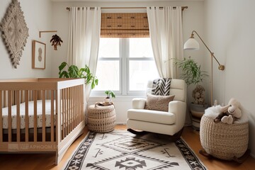Boho-Chic Nursery Room Ideas: Cozy Pendant Light Touch for a Bohemian Vibe - obrazy, fototapety, plakaty