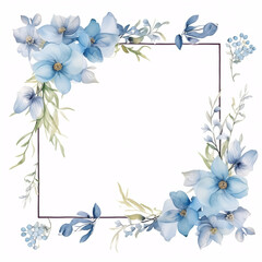Fototapeta premium watercolor botanical flowers frame background with free space for invite or wedding card