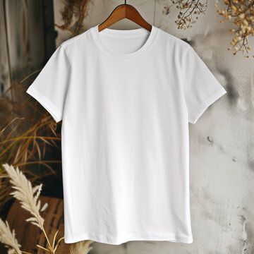 blank white t-shirt mock up with cozy background