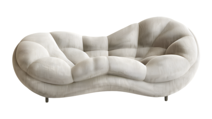  A modern single sofa with a sinuous shape, Transparent background