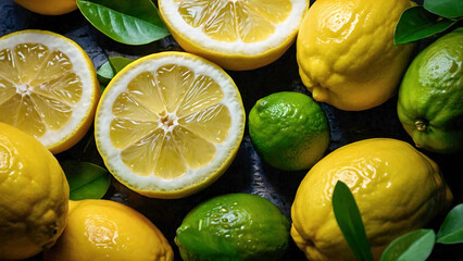 Citrus fruits like lemon lime and orange are fresh and tangy - obrazy, fototapety, plakaty