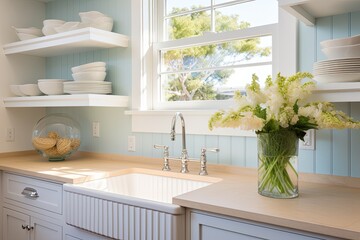 Sunny Window Shell Decor: Coastal-Inspired Kitchen Interiors