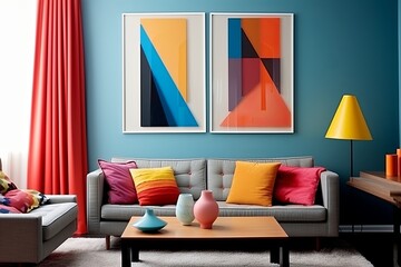 Color-Blocked Curtain Coordination: Inspiring Interior Wall Ideas