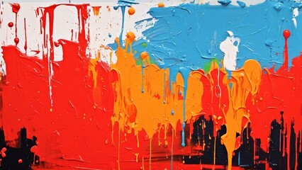 Colorful oil paint splashes on canvas. Abstract art background.