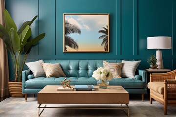 Coastal Blue Green Blend: Color-Blocked Interior Wall Ideas for Stylish Living