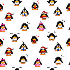 Seamless pattern with the Penguins