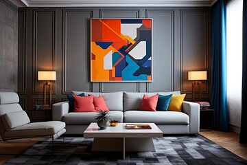 Color-Blocked Chic: Modern Art Deco Interior Wall Ideas for Your Apartment