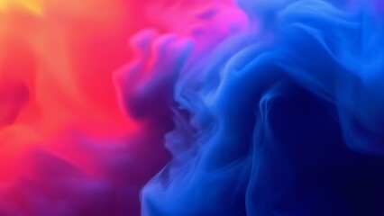 Abstract background of blue and pink smoke in water close-up