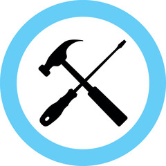 Screwdriver and Hammer Icon in Flat Style. Vector Illustration.