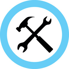 Wrench and Hammer Icon in Flat Style. Vector Illustration.