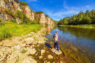 wonderful beautiful rocks of the big ay pristes on a summer sunny day